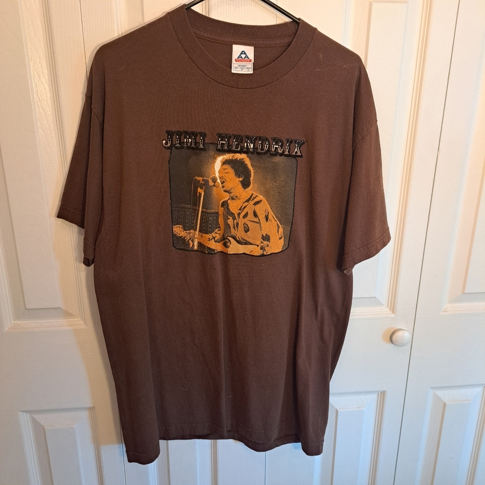 Brown Jimi Hendrix Graphic T-Shirt Size Large